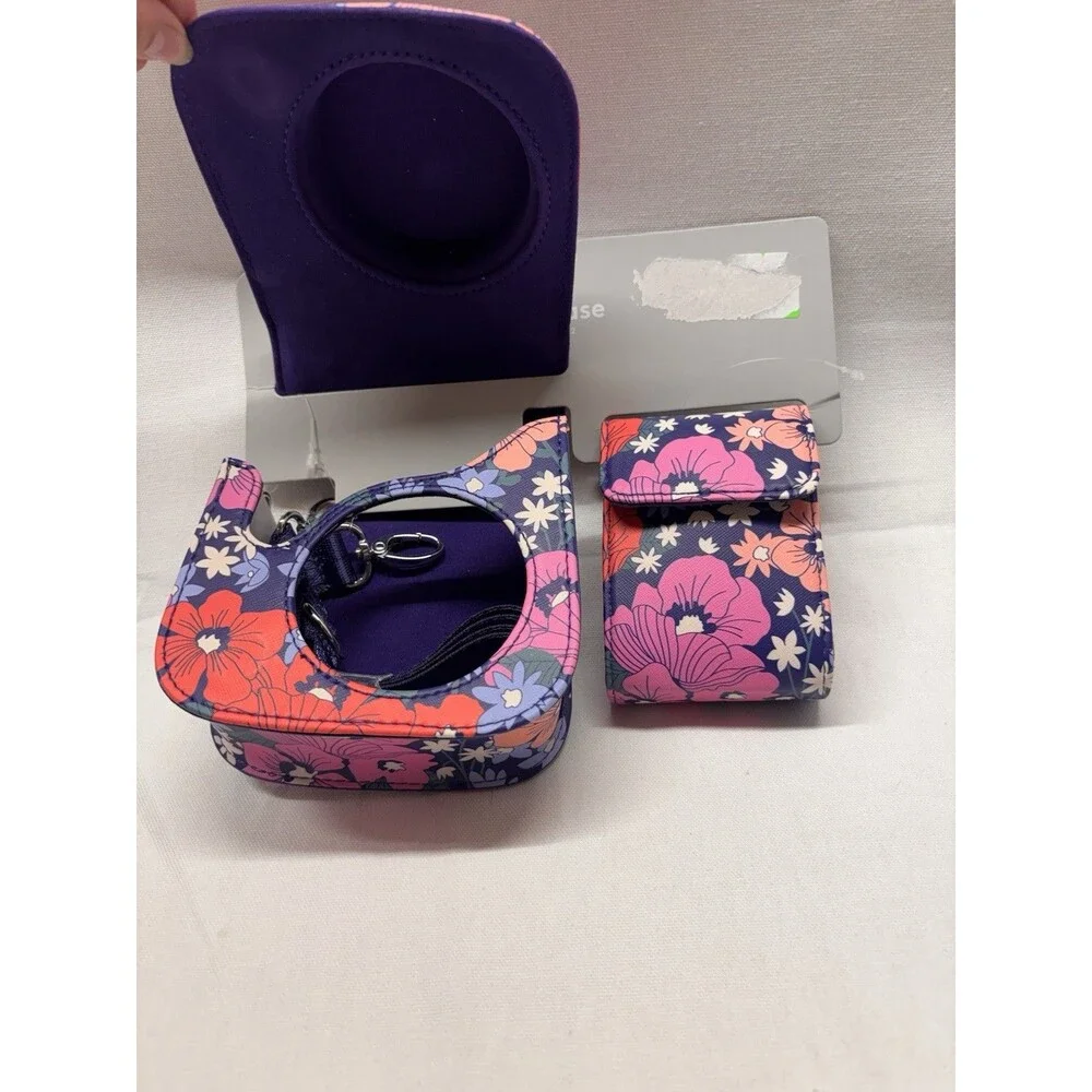 Heyday Floral Instax Mini 12 Camera Case Crossbody Bag w Accessory Pouch